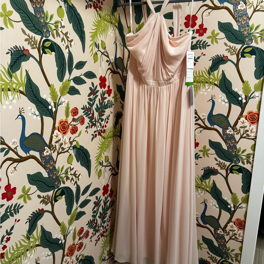 Elegant Petal Pink Chiffon Evening Gown